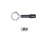 Lelit Bottomless Porte-Filtre Lelit 58 - Inclut un Filtre en Acier Inoxydable à 2 Doses - Poignée Classique - PLA580S - Argent/Noir Poli