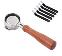 Porte-filtre Simple Et Double Bouche En Acier Inoxydable, 58mm, 2 Oreilles, Sans Fond, Avec Brosse À Café, Compatible For Expobar, Compatible For LeLit(Bottomless)