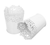 Porte-Fleurs en Fer Blanc Ajouré, Rangement Multifonction pour Bureau | Style Élégant à Finition Brillante, pour Cosmétiques et Stylos, Décor de Coiffeuse ou Salle de Bain