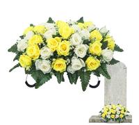 Porte-fleurs pour pierre tombale en selle | Décorations de tombe avec roses en soie pour cimetière,Composition florale pour monument funéraire | Pour hommage extérieur, Fête des Mères, Fête des