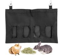Porte-foin pour lapins, 44 x 29 cm, sac pour mangeoire de foin, sacs à foin, foin à suspendre avec 4 fenêtres, pour petits animaux domestiques, cochons d'Inde, résistant à l'eau