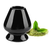 Porte-Fouet Matcha, Porte-Fouet Matcha en Céramique de Thé Japonais Traditionnel, Kit de Matcha Fait à la Main Support de Fouet Matcha(Noir)