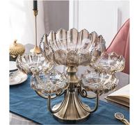 Porte-fruits Plateau de stockage pour gâteaux en o Assiette à fruits multicouche en verre de cristal, maison salon Table basse, lumière créative de luxe, assiette à bonbons divisée