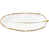 Porte-fruits Plateau de stockage pour gâteaux en o Ceramic Plate Fashion Feather Design Tray Tableware Accessories Dim Sum Fruit Plate Kitchen Dining Dish(37cm)