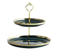 Porte-fruits Plateau de stockage pour gâteaux en o Présentoir à gâteaux à 2 niveaux, support à cupcakes, assiette à fruits en céramique, plateau de présentation de desserts