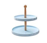 Porte-fruits Plateau de stockage pour gâteaux en o Présentoir à gâteaux en céramique à 2 niveaux, présentoir à cupcakes, présentoir à desserts, plateau de service for tour de présentation de fruits(Bl