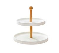 Porte-fruits Plateau de stockage pour gâteaux en o Présentoir à gâteaux en céramique à 2 niveaux, présentoir à cupcakes, présentoir à desserts, plateau de service for tour de présentation de fruits(Wh
