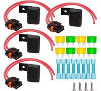 Porte-fusible en Ligne étanche IP67, Faisceau de câblage de Calibre 12 AWG ATC/ATO 20 A/30 A Porte-fusible à Lame pour système d'alimentation de Bus Robuste, Marine, véhicule (Lot de 4)