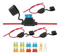 Porte Fusible Étanche 12V-32V Voiture Porte Fusible en Ligne avec 8 Pièces Fusible Plats 5A/10A/15A/20A et 14 AWG Fil pour Camion Moto Bateau