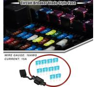 Porte-fusible étanche à lame 15A 16 AWG avec support de fusible en ligne style lame en métal noir