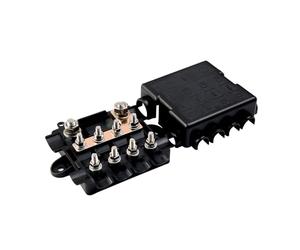 Porte-Fusible Offgridtec Pour Fusibles 1X Mega + 4X Midi, Avec Jeu De Barres, Boîtier En Polyamide Avec Couvercle, Fusible De Distribution D'Énergie Robuste Pour Circuits Hauts Et Moyens