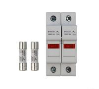 Porte-fusible solaire PV 2P 1000 V CC, 10 x 38 mm avec indicateur LED pour protection des cordes de panneau, courant nominal 32 A, montage sur rail DIN pour systèmes solaires industriels et