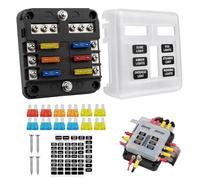 Porte-fusibles de voiture à 6 compartiments, 12 V, fusibles plats ATC/ATO avec couvercle de protection, bloc de fusibles avec indicateur LED, 12 fusibles plats pour voiture, camion, bateau, van, SUV