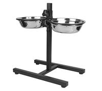 Porte-gamelle pour Chien, Gamelles pour Chiens, 1.8 l, Acier Inoxydable, Hauteur réglable, antidérapant, Argent