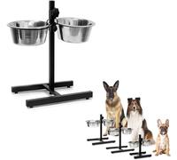 Porte-gamelle pour Chien, Gamelles pour Chiens, 1.8 l, Acier Inoxydable, Hauteur réglable, antidérapant, Argent