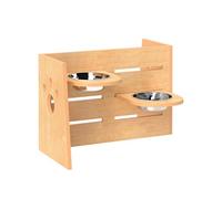 PawHut Gamelle Chien surélevée de 3 hauteurs Ajustables, gamelle pour Chien avec 2 Bols en Acier Inoxydable, Tapis d'alimentation Lente, Design séparé, pour Chiens Petits, Moyens et Grands, chêne