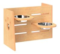 PawHut Gamelle Chien surélevée de 3 hauteurs Ajustables, gamelle pour Chien avec 2 Bols en Acier Inoxydable, Tapis d'alimentation Lente, Design séparé, pour Chiens Petits, Moyens et Grands, chêne