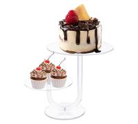 Porte-gâteau en acrylique transparent | Réglable élégant porte-cupcake en acrylique transparent à 2 étages, porte pour gâteaux et gâteaux avec tour pour cupcakes | pour mariage anniversaire ou fête