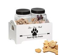Porte-gâteries pour chiens - Organisateur de stockage en bois pour nourriture pour chats, contenants de rangement d'aliments pour chiens étanche, organisateur multifonctionnel pour chiens pour comptoi