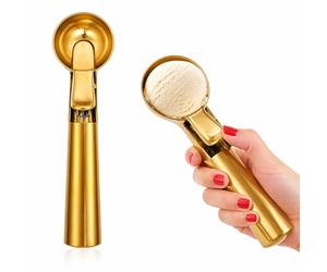 Porte-glace en acier inoxydable, cuillère à crème glacée, couleur aléatoire or ou argent, 17 cm