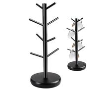 Porte-gobelet à café, support pour tasses à café | Support de tasse à café rotatif à 360° - Étagère d'affichage de tasses en bois noir, accessoire de bar à café, organisateur de cuisine multifu