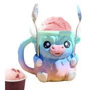 Porte-gobelet à glace Highland Cow Ice Pint Holder avec dégradé de couleur et motif vache Highlands mignon porte-bière crème glacée avec cuillère à fentes porte-gobelet porte-gobelet glacière