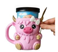 Porte-gobelet à Glace - Porte-Pinte avec Motif Vache Highland et poignée - Anti-Fuite - Porte-gobelet à Glace en Forme d'animal Mignon (Rose)