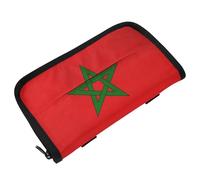 Porte-gobelet à suspendre pour voiture - Porte-serviettes avec sangles réglables et fermeture éclair - Distributeur de mouchoirs rechargeable pour véhicule - Drapeau marocain national marocain - Rouge