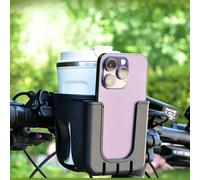 Porte-gobelet de vélo 2 en 1 avec support de téléphone, dispositif de rangement de bouteille d'eau rotatif à 360°, accessoire de rangement de boisson universel pour vélo, vélo électrique, skateboard, 