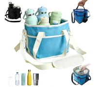 Porte-gobelet de voiture anti-fuite à 4 compartiments, avec séparateurs amovibles pour bouteilles et collations, plusieurs couleurs, sac à boissons de taille familiale