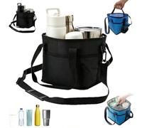 Porte-gobelet de voiture anti-fuite à 4 compartiments, avec séparateurs amovibles pour bouteilles et collations, plusieurs couleurs, sac à boissons de taille familiale