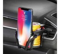 Porte-gobelet de voiture en ABS pour intérieur de véhicule - Noir et argenté - Support de boisson à montage sur grille d'aération compatible avec les tasses à café, les bouteilles d'eau