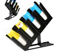 Porte-gobelet en papier 18x5x9.5 4 compartiment en plastique noir support de tasse jetable avec base réglable pour ajustement de la hauteur pour le restaurant, le bureau, la chambre d'amis, le bar à