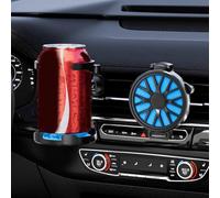 Porte-gobelet et support de téléphone pour grille d'aération de voiture, hauteur réglable pour différentes tasses et appareils mobiles avec une seule main (noir bleu)