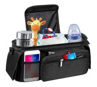 Porte-gobelet étanche pour poussette, sac à couches à 3 compartiments avec sac avant amovible et poche en filet, organisateur polyvalent