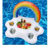 Porte-gobelet gonflable arc-en-ciel nuage flottant pour salade de fruits - Bar de table - Bar - Piscine - Float Party - Piscine -...