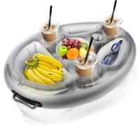 Porte-gobelet Gonflable Flottant, Porte-Boissons et Collations 2 en 1 Barre de Piscine 8 Trous Dessous de Verre de Grande capacité, Porte-Bouteille Gonflable Flottant Fête de Piscine d'été