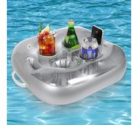 Porte-gobelet gonflable pour piscine, 6 trous, porte-boisson gonflable, support de bière flottant, bar de piscine, grande capacité, sous-verres flottants pour l'été