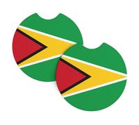 Porte-gobelet intérieur de voiture imprimé drapeau de la Guyane - Dessous de verre universel pour camions, SUV, camionnettes, bateaux