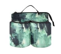 Porte-gobelet mains libres pour bagages, couleurs pastel noir et vert clair, support texturé avec poignée pour contenir deux tasses à café pour les voyageurs du monde entier