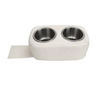 Porte-gobelet Ponton, Double Porte-gobelet Ponton avec Porte-gobelets en Acier Inoxydable, Porte-bouteille Portable pour Bateau, Yacht, Camping-car, Voiture (Blanc)