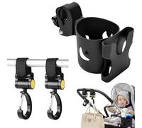Porte Gobelet Poussette avec Accroche Poussette 2 en 1 Réglable Support Gourde Velo pour Biberon Boisson Thermos Verre Téléphone Portable,Accessoire pour Fauteuil Roulant Chariot Vélo
