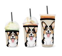 Porte-gobelet réutilisable en néoprène avec motif de chiens Corgi amusants pour boissons chaudes et froides, manchon de conservation de la chaleur pour la plupart des formes de tasses