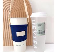 Porte-gobelet réutilisable en tissu de coton pour boba, lait, thé, café, sac portable avec sangle latérale et ouverture de paille pour plus de compatibilité (8#)