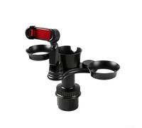 Porte-gobelet rotatif pour voiture avec plateau extensible et support de téléphone pour console de véhicule Noir (F)