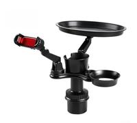 Porte-gobelet rotatif pour voiture avec plateau extensible et support de téléphone pour console de véhicule, rangement de boissons (noir) (E)