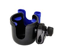 Porte-gobelet universel pour poussette avec support de téléphone, accessoires de poussette, porte-bouteille pour vélo, tapis de course, fauteuil roulant (noir) (bleu roi)