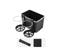 Porte-Gobelet Voiture Boîte À Mouchoirs Pliable pour Voiture, Porte-gobelet Organiseur De Rangement, Boîte D'accoudoir(Black Storage Box with Two Cup Holders)