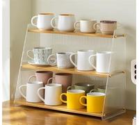 Porte-gobelets à 3 Niveaux en Acrylique avec étagère de Rangement - Organisateur de Bureau Polyvalent pour Fournitures de Bureau, épices et Outils de Garage - Solution Anti-poussière et Gain