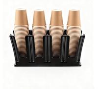 Porte-gobelets à Café Jetables Noirs avec Range-pailles - Distributeur De Condiments De Comptoir pour Bar, Cuisine, Stations De Boissons, Solution De Rangement Efficace